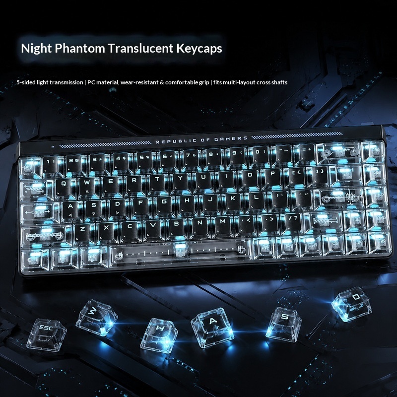 Gaming Accessories Aesthetic - Tasti Retroilluminati Trasparenti, Altezza OEM, Materiale