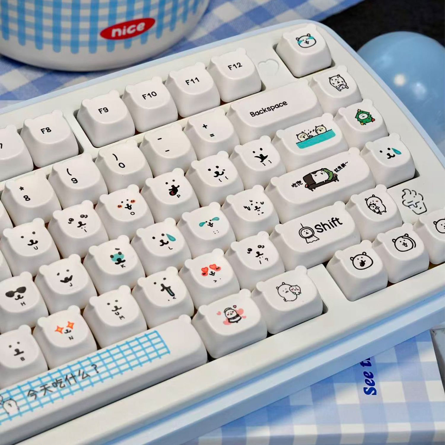 Gaming Accessories Aesthetic - Keycap PBT a forma di orsetto